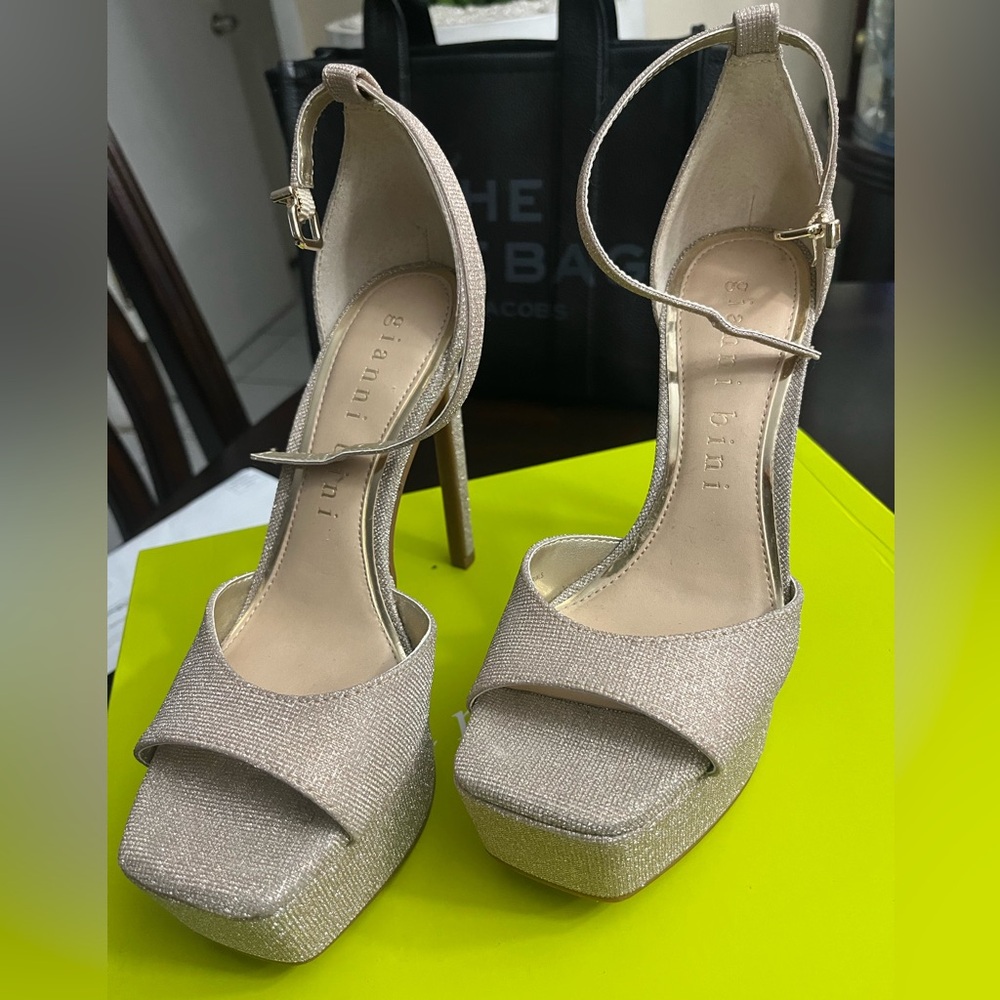 Gold high heels